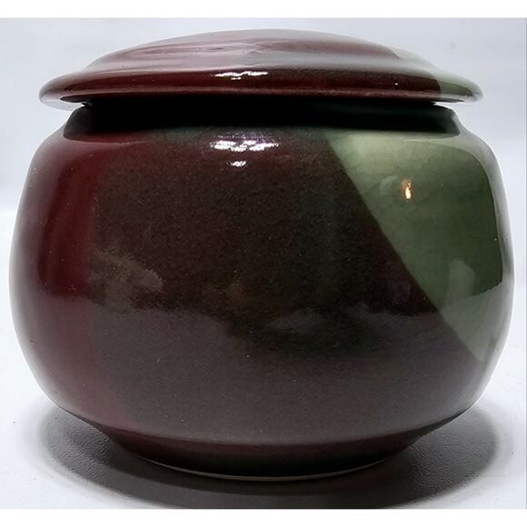 KENT FOLLETTE Pottery Cream And Sugar Set Cranberry/Green EUC Signed - Picture 8 of 13